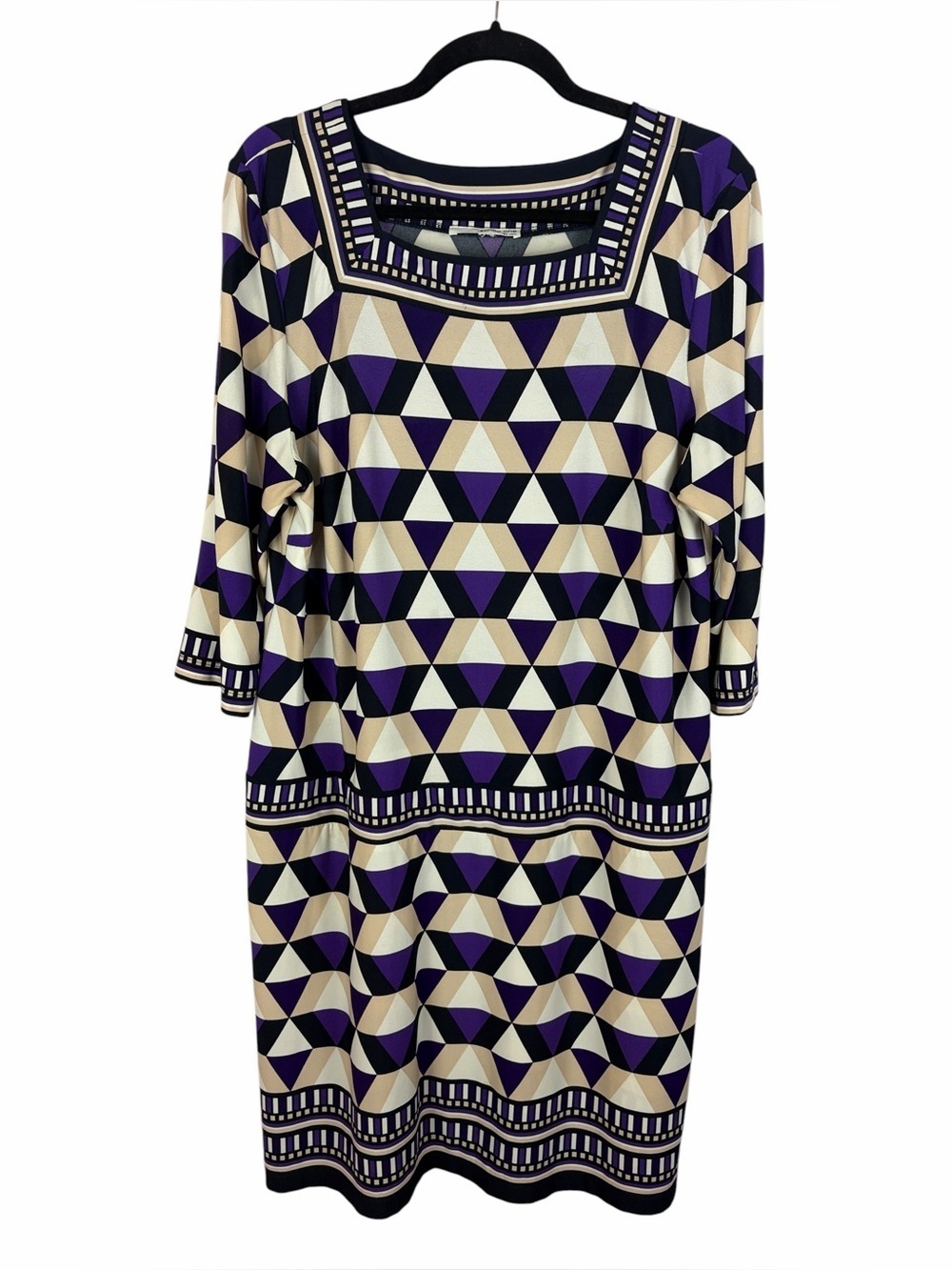 Studio One New York Geometric Triangle Print Square Neck Sheath Dress XL